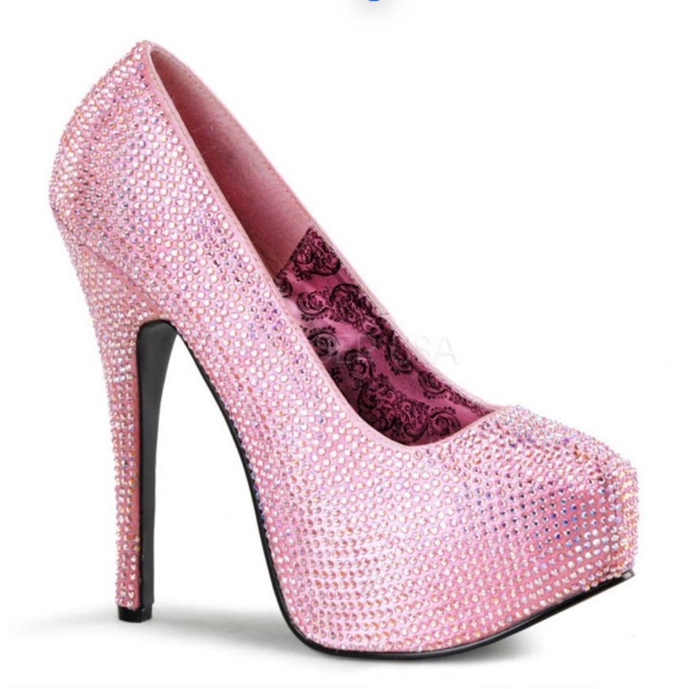 Pleaser Bordello Pink Rhinestone Heels